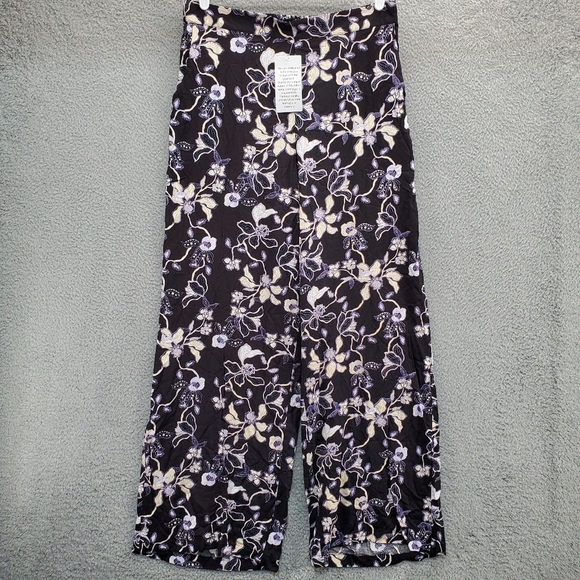 Ellos Wide-Leg Pants Pull On Soft Elastic Waist Plus Size 14/16 Floral W Pockets - Picture 1 of 10